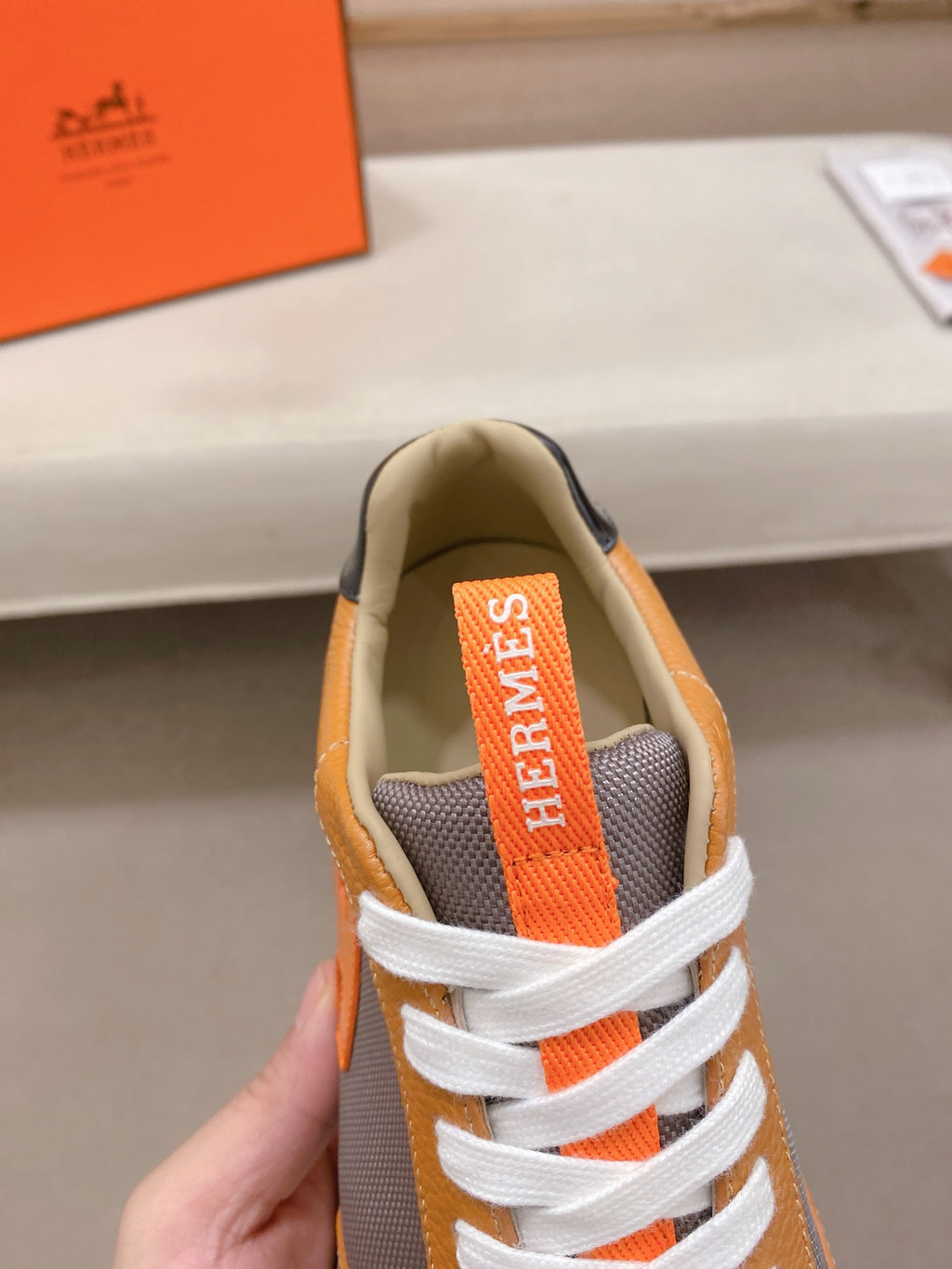 Hermès Trail Sneaker "Tan" Leather Mesh Men Casual Sneakers